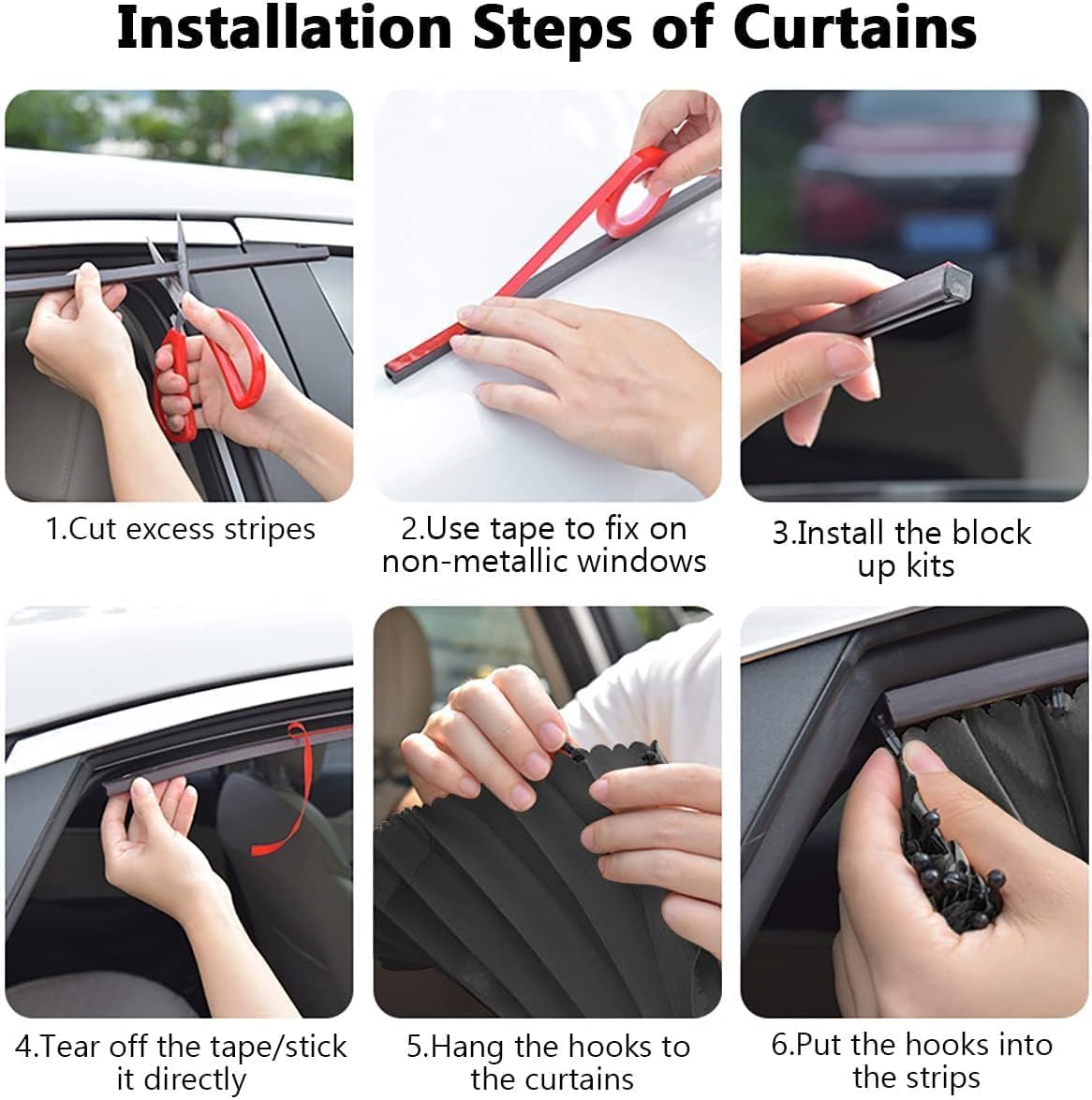 4 Pcs Universal Magnetic Car Window Curtains