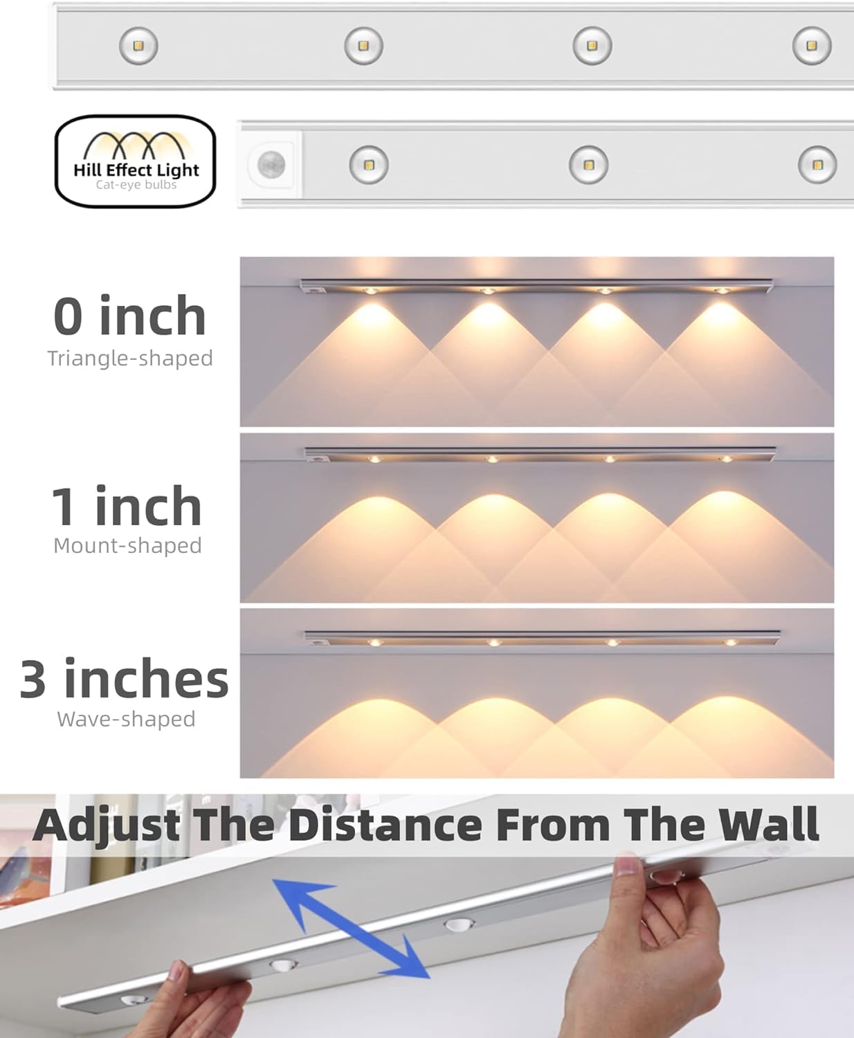 Wireless Rechargeable Motion Sensor LED Light - 3 Light Color (40 Cm)
