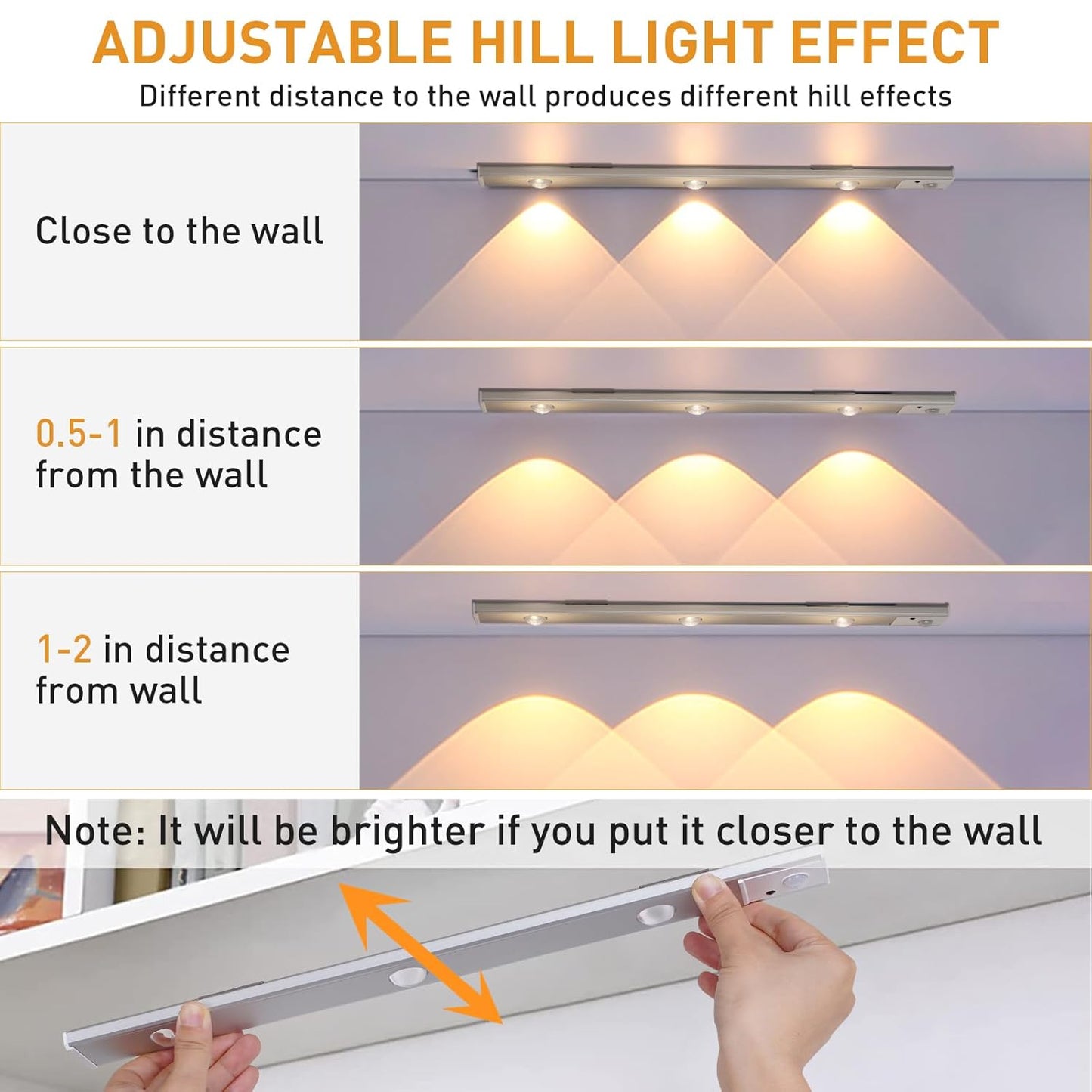 Wireless Rechargeable Motion Sensor LED Light - 3 Light Color (40 Cm)