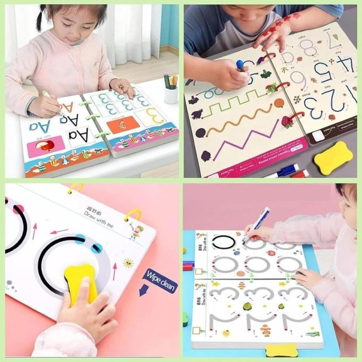 64 Pages Reusable Tracing Line Book For Improve Kids Hand Writing