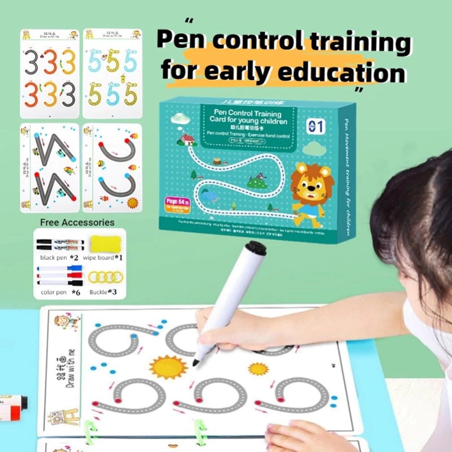 64 Pages Reusable Tracing Line Book For Improve Kids Hand Writing