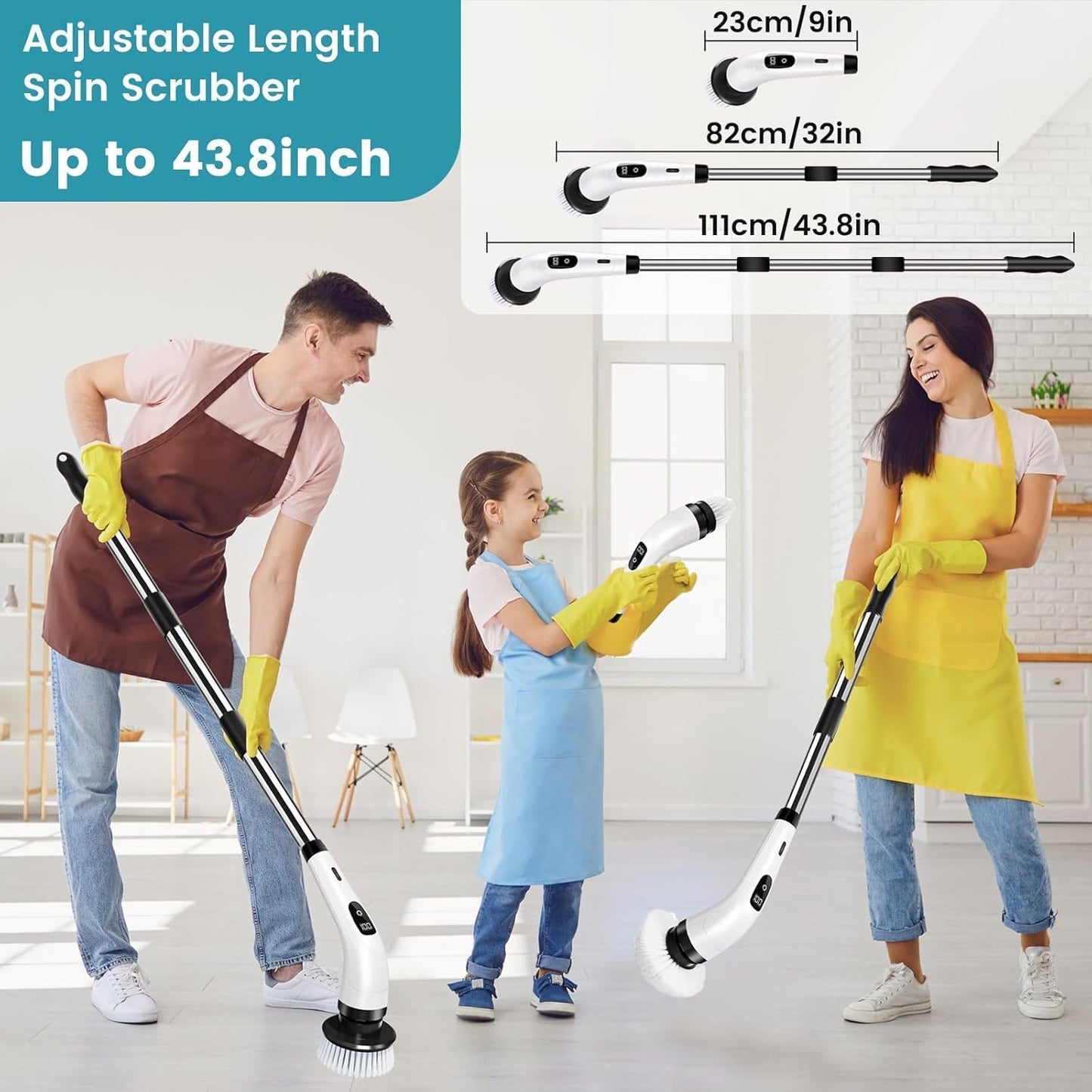 Electric Spin Scrubber with 9 Brush Heads – 400RPM Power Cleaning Brush for Bathroom, Kitchen, Glass & Car