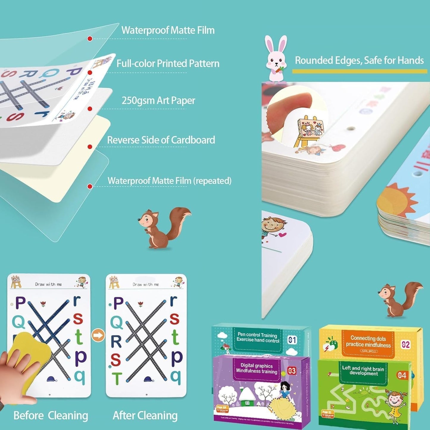 64 Pages Reusable Tracing Line Book For Improve Kids Hand Writing