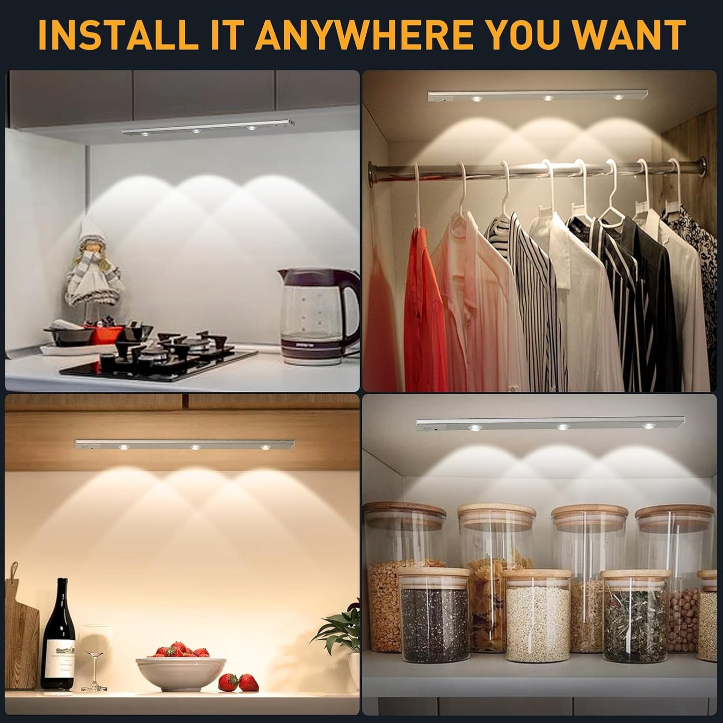 Wireless Rechargeable Motion Sensor LED Light - 3 Light Color (40 Cm)