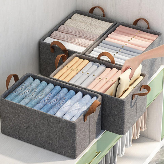Stainless Steel Frame Foldable Cloth Storage Basket (Buy 2 Get 2 Free)