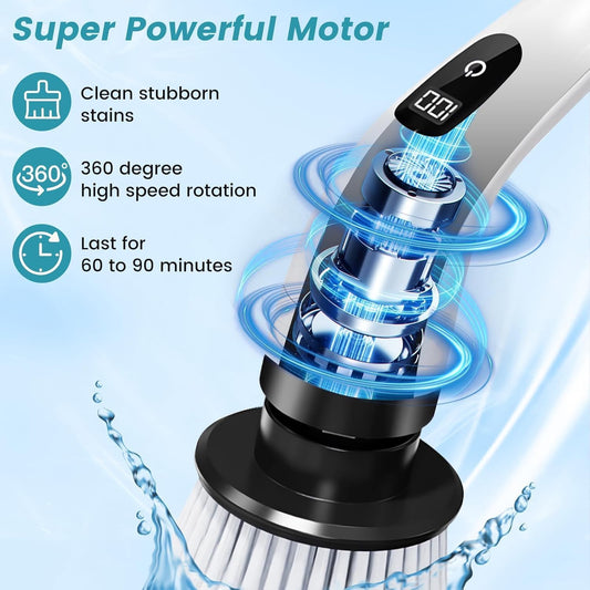 Electric Spin Scrubber with 9 Brush Heads – 400RPM Power Cleaning Brush for Bathroom, Kitchen, Glass & Car