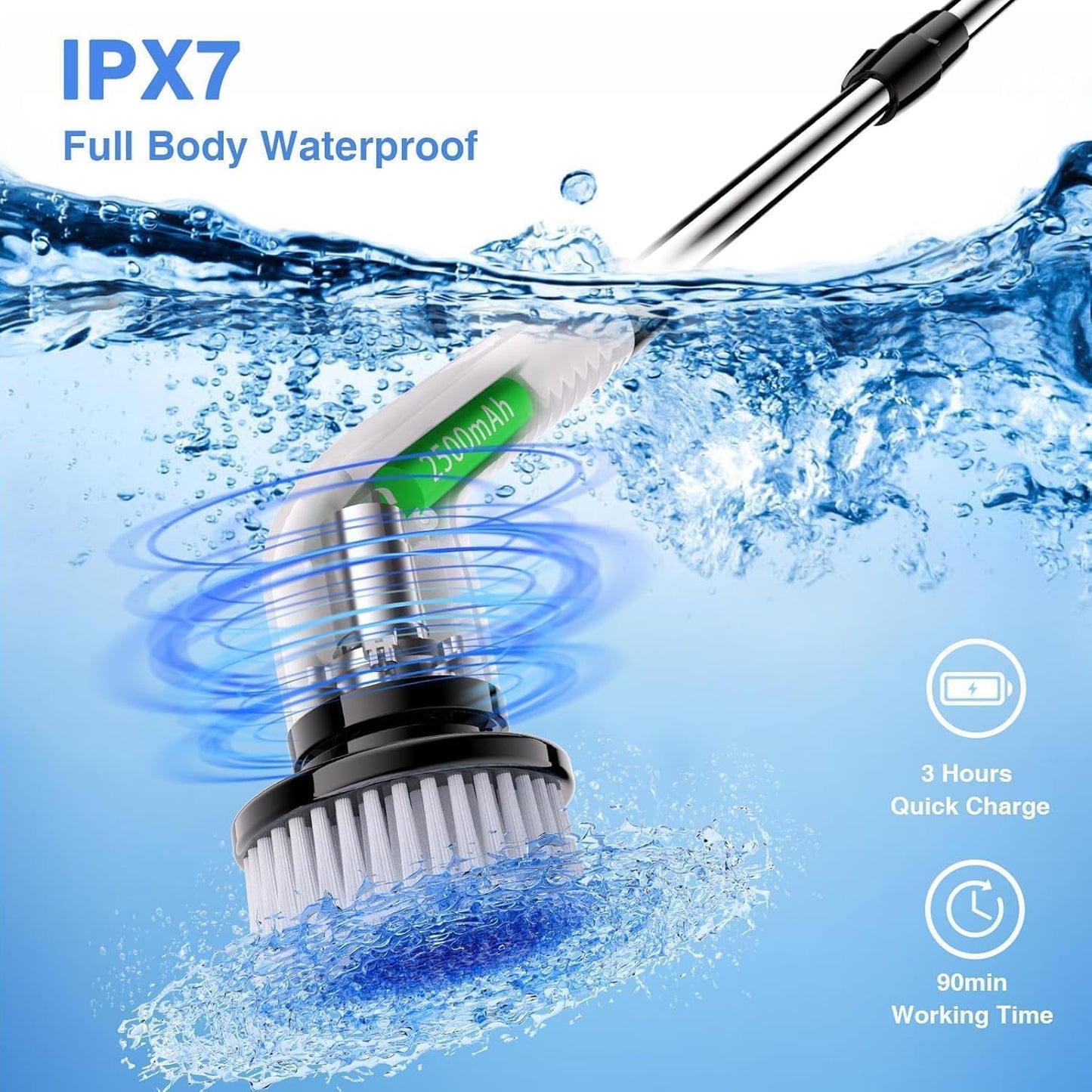 Electric Spin Scrubber with 9 Brush Heads – 400RPM Power Cleaning Brush for Bathroom, Kitchen, Glass & Car