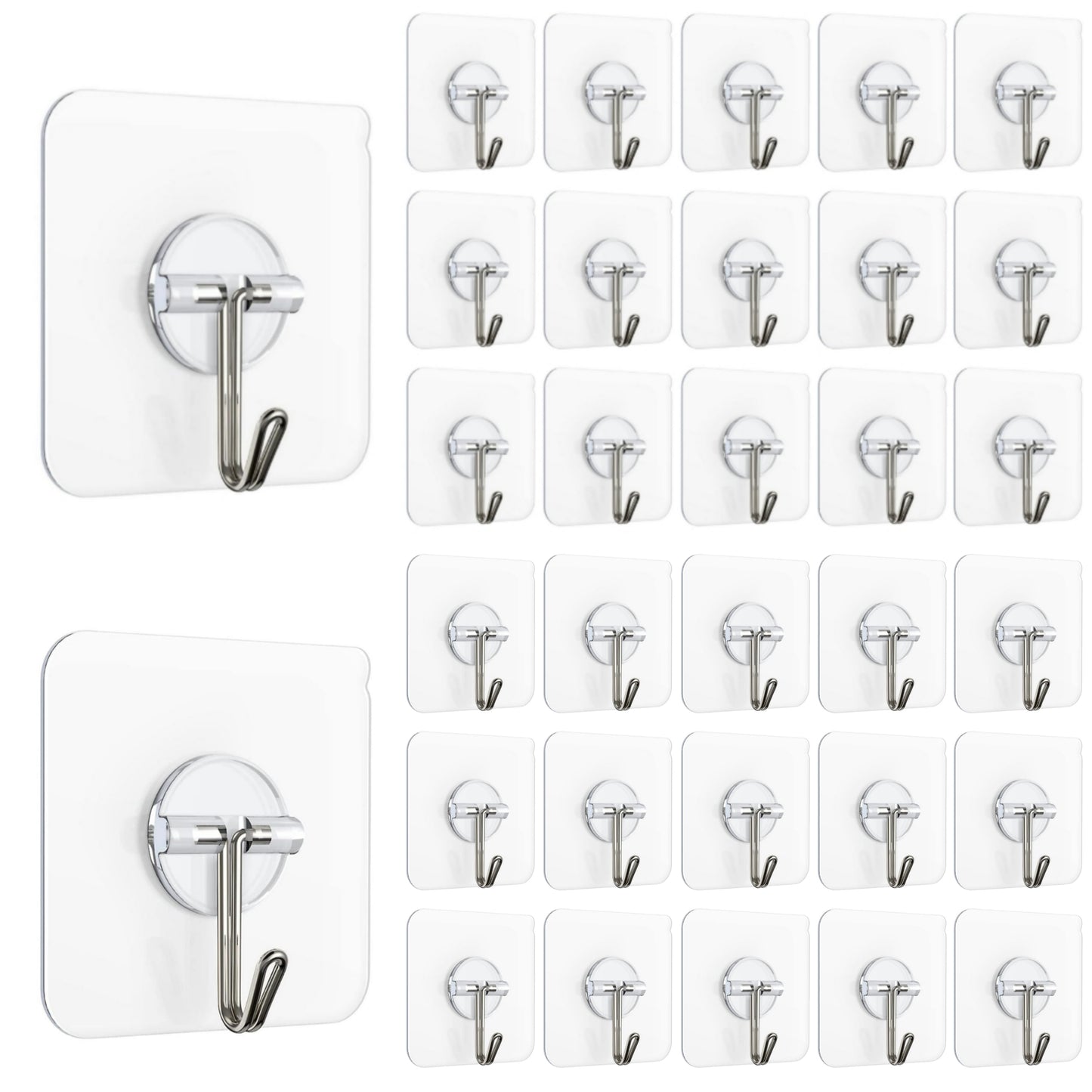 Self Adhesive Wall Hanging Hooks - No Drill, No Damage, Just Hang (30 Hook)