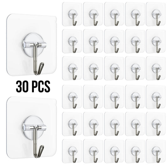 Self Adhesive Wall Hanging Hooks - No Drill, No Damage, Just Hang (30 Hook)