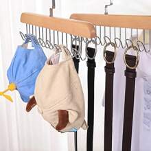 Multi Purpose Wooden Hangers With 8 Stainless Steel Hook (Pack of 2)