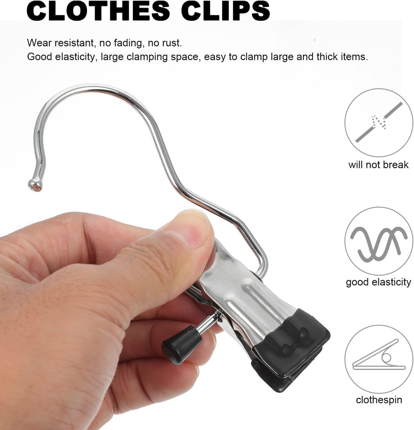 Stainless Steel Multipurpose Clothe Hanging Hook Clips (Pack of 8)