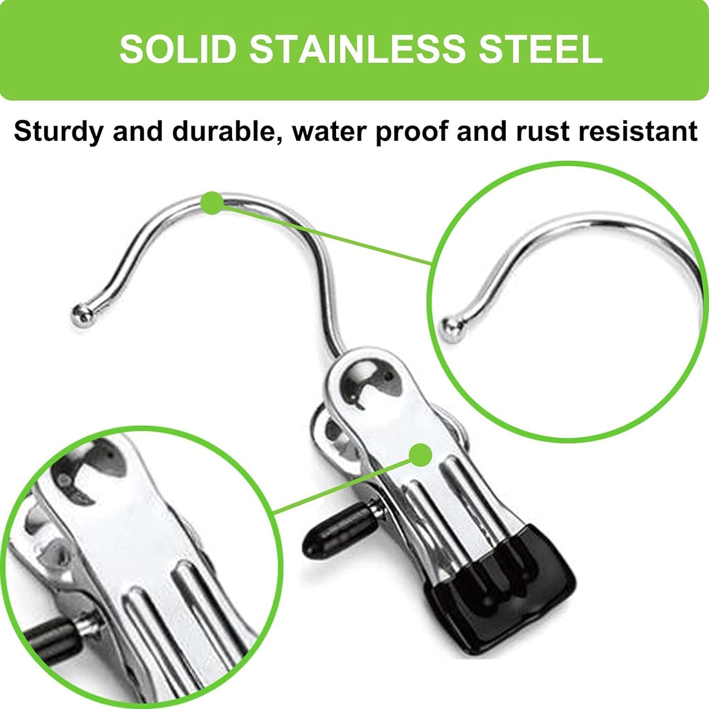 Stainless Steel Multipurpose Clothe Hanging Hook Clips (Pack of 8)