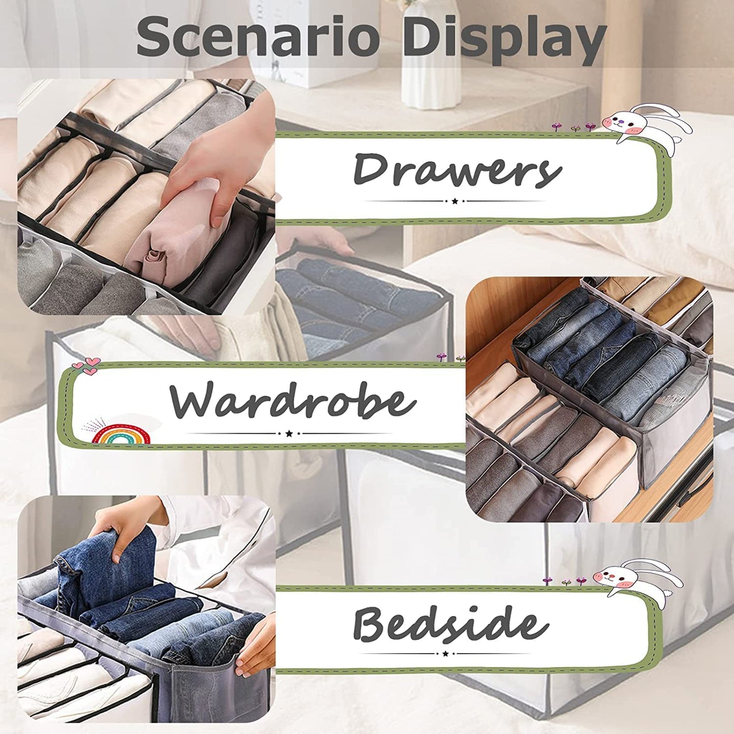 7 Grids Cloth Organizer For Wardrobe, Drawer