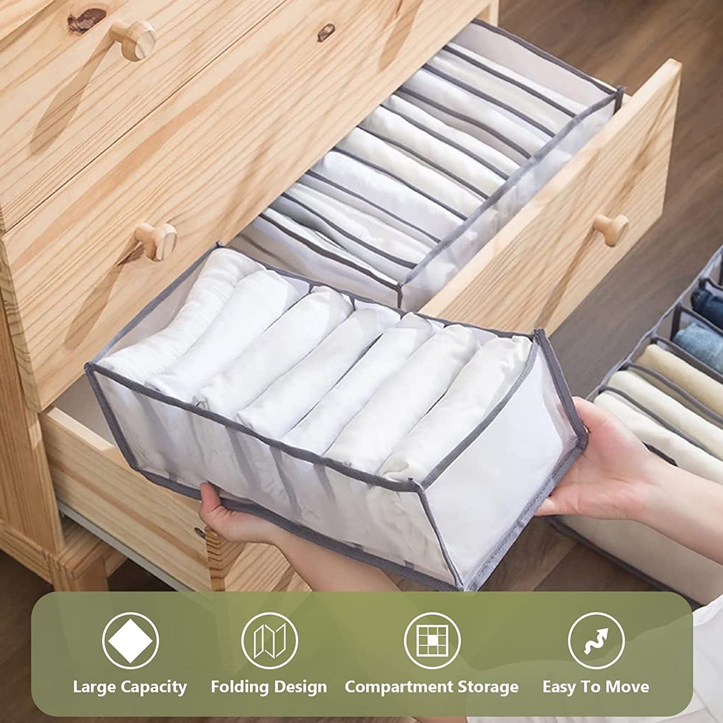 7 Grids Cloth Organizer For Wardrobe, Drawer