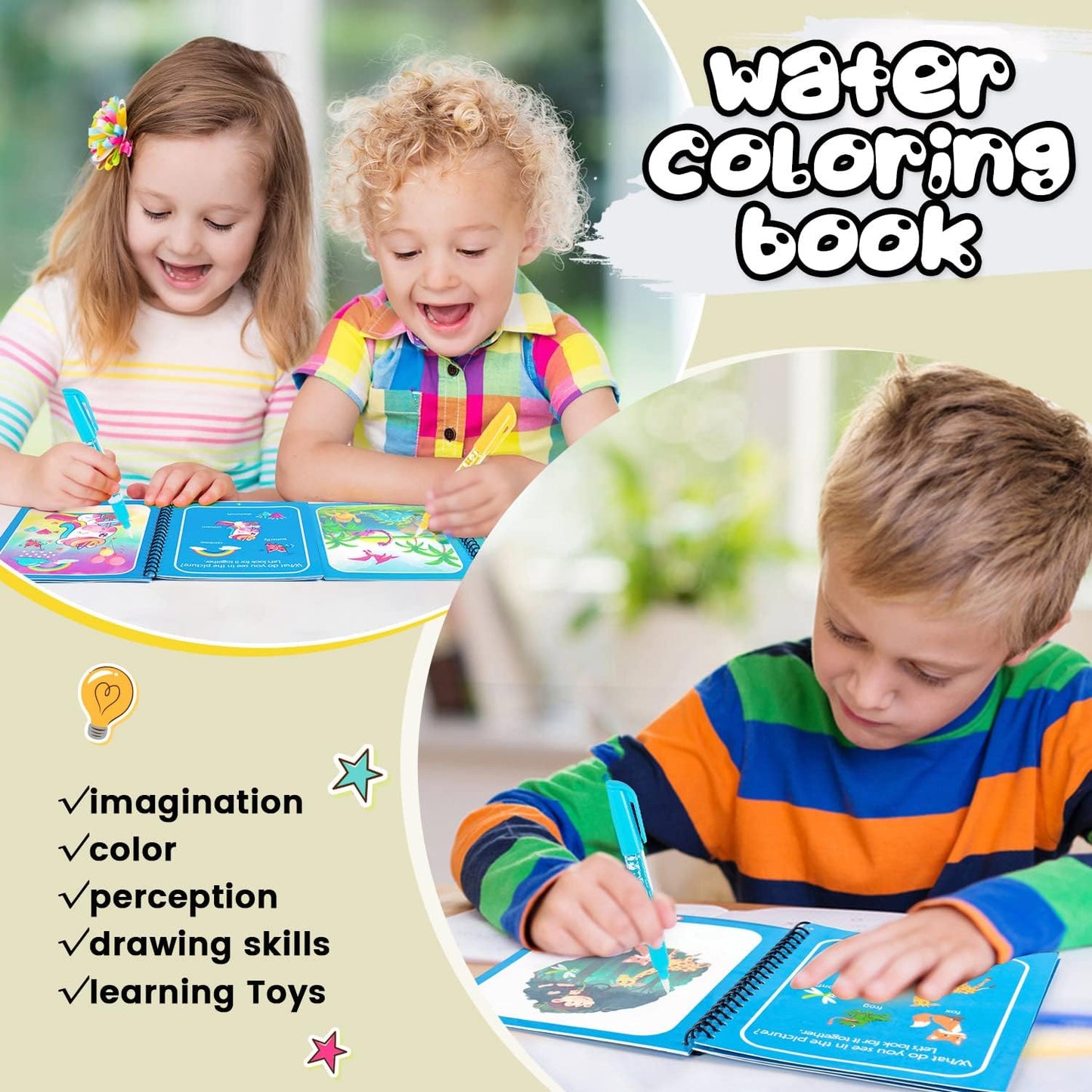 Water Coloring Drawing Books for Kids (Set Of 3/5)