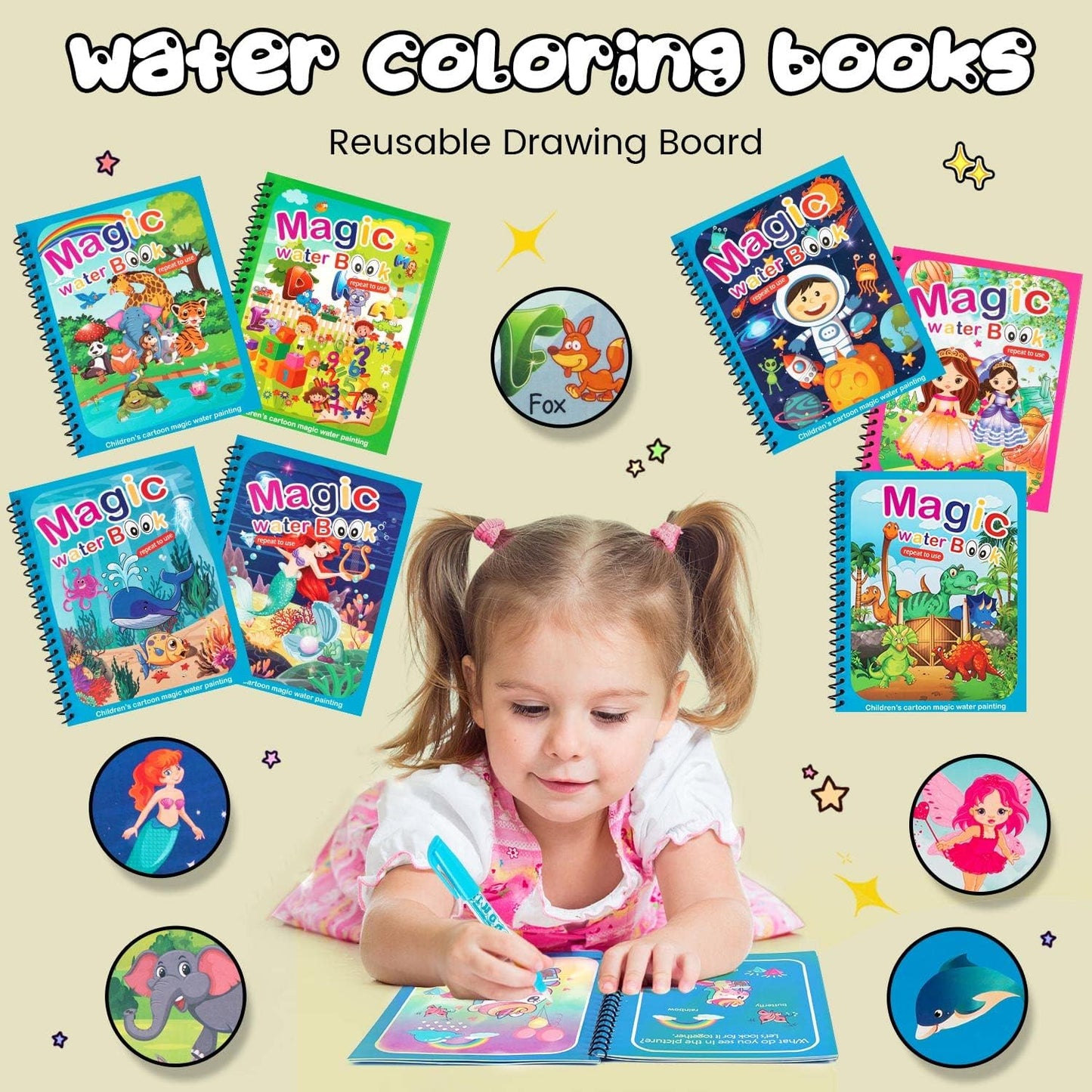 Water Coloring Drawing Books for Kids (Set Of 3/5)