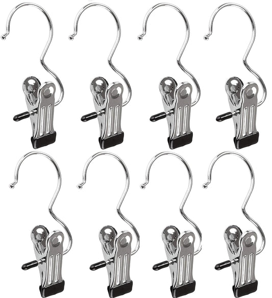 Stainless Steel Multipurpose Clothe Hanging Hook Clips (Pack of 8)