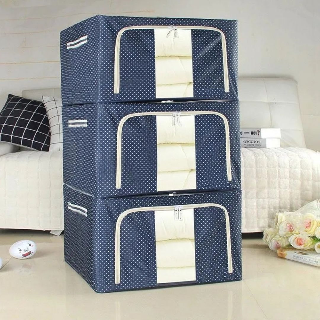 Cloth Storage Boxes For Sarres, Bed Sheets, Blanket Etc. (Stainless Steel Frame)