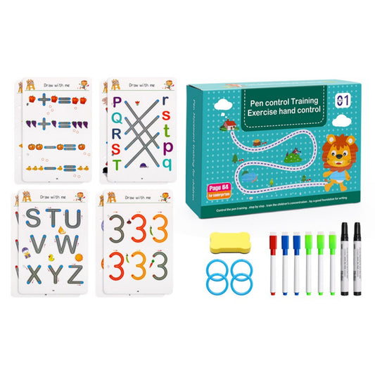 64 Pages Reusable Tracing Line Book For Improve Kids Hand Writing