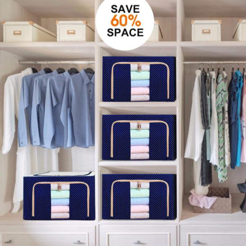 Cloth Storage Boxes For Sarres, Bed Sheets, Blanket Etc. (Stainless Steel Frame)