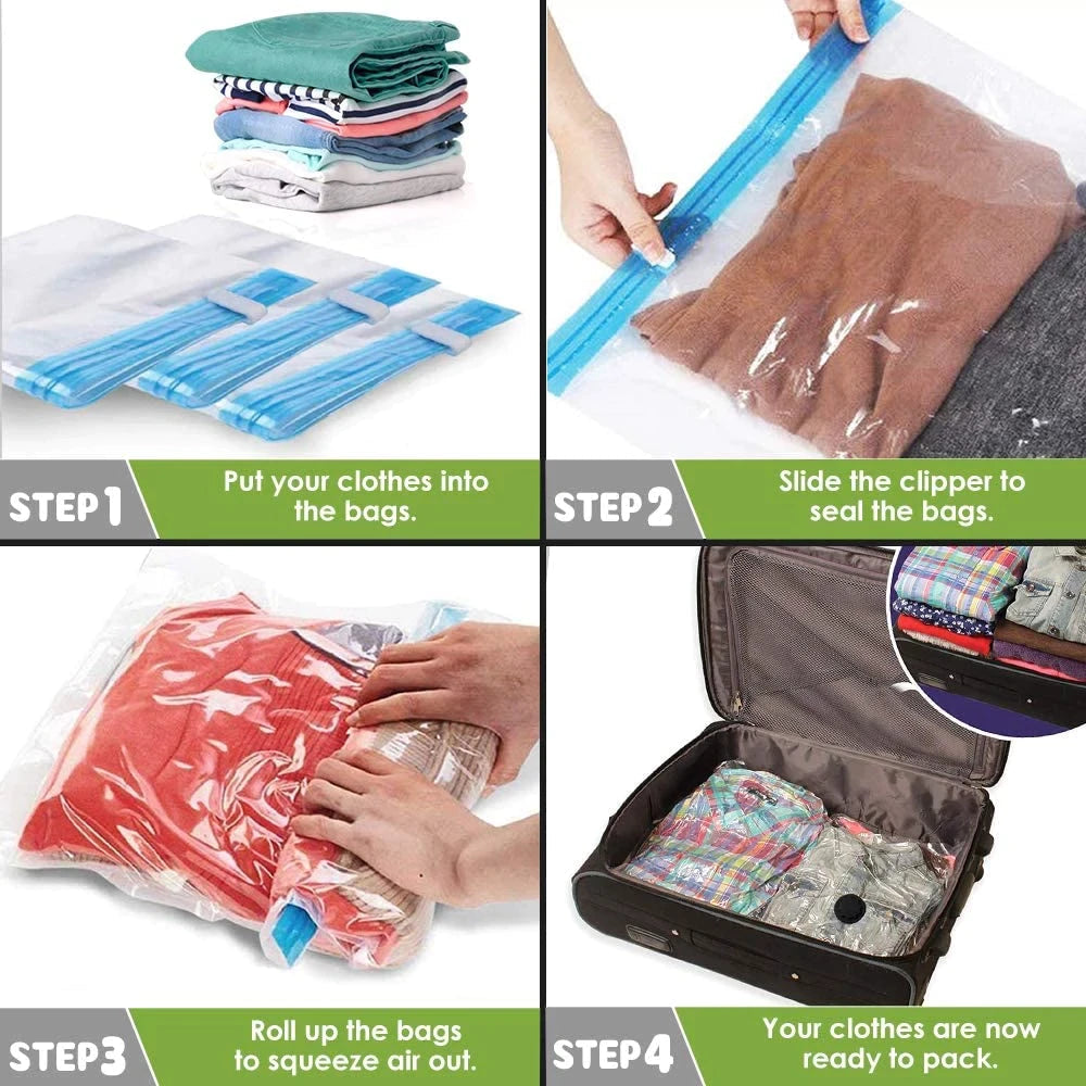 Space Saver Vacuum Storage Bag (Pack Of 5 Bag + 1 Pump)