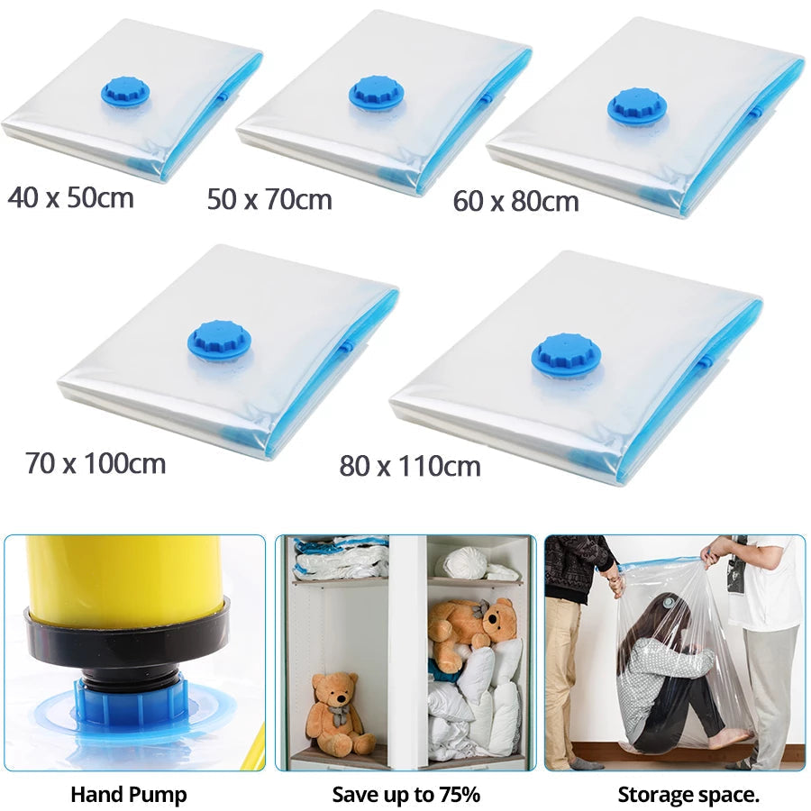 Space Saver Vacuum Storage Bag (Pack Of 5 Bag + 1 Pump)